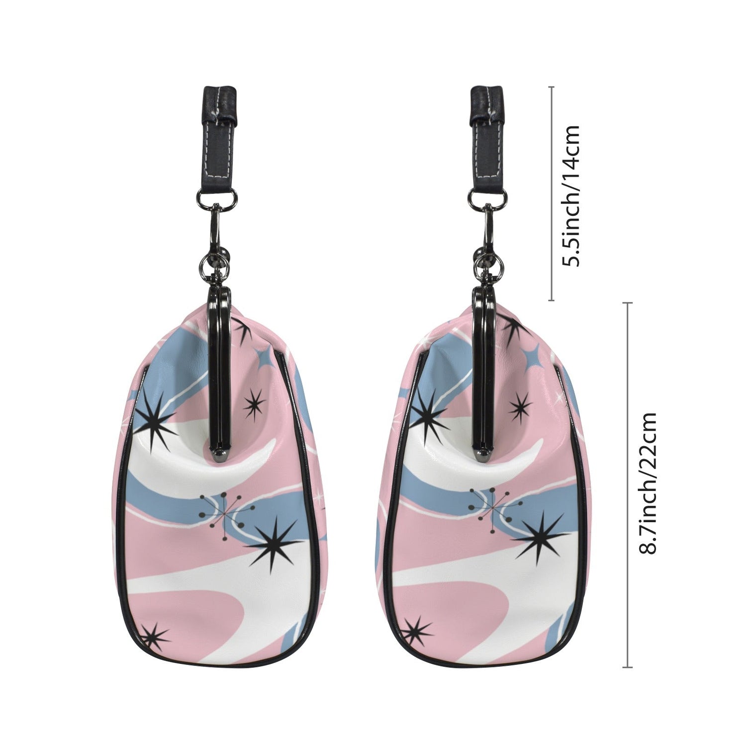 Kate McEnroe New York Retro Pink Atomic Boomerang Starburst Kiss Lock PurseCrossbody BagsD3268877