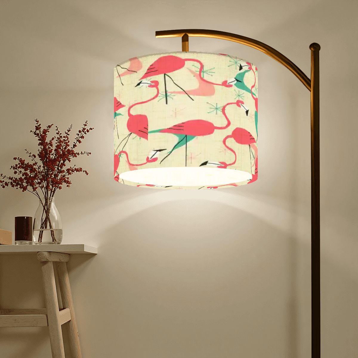 Kate McEnroe New York Retro Pink Flamingo Atomic Starburst Mid Century Modern Arc Floor LampArc Floor LampssE6X11rlXY