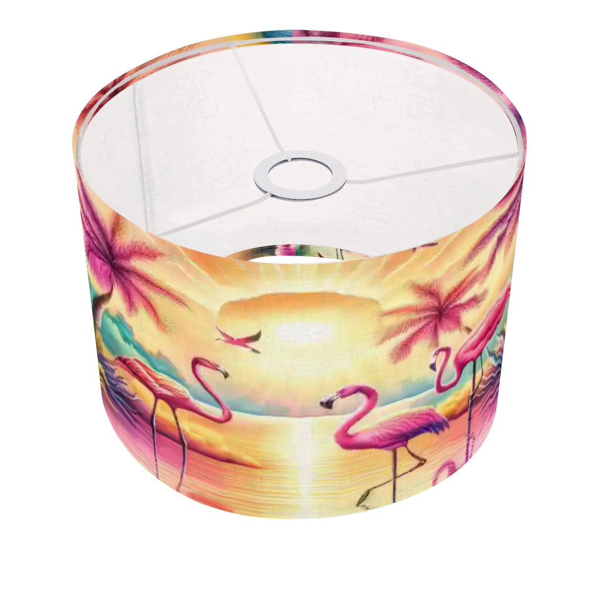 Kate McEnroe New York Retro Pink Flamingo Tropical Sunset Palm Beach Drum Lamp ShadeLamp Shadesuba7QA6E9Q