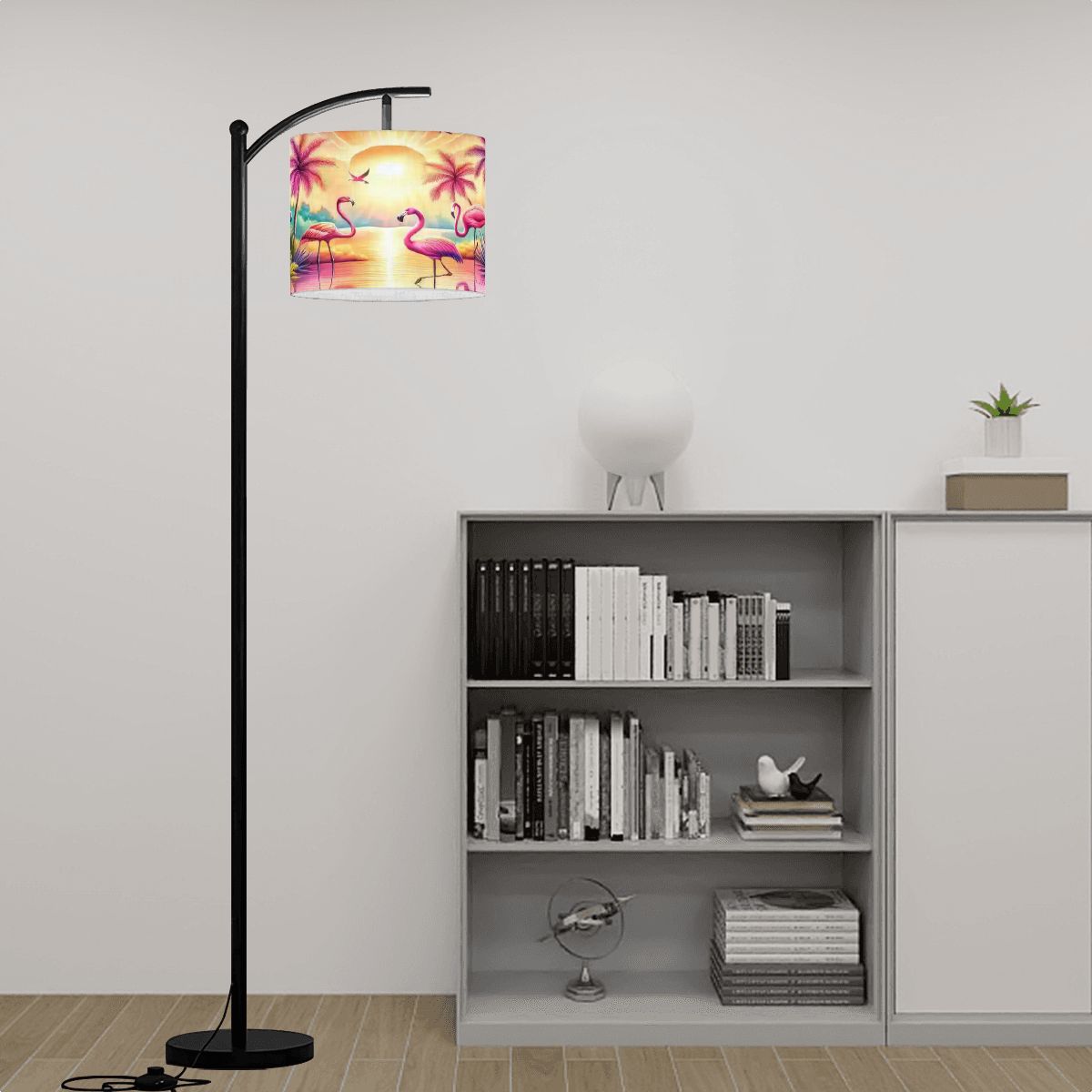 Kate McEnroe New York Retro Pink Flamingo Tropical Sunset Palm Beach Drum Lamp ShadeLamp Shadesuba7QA6E9Q