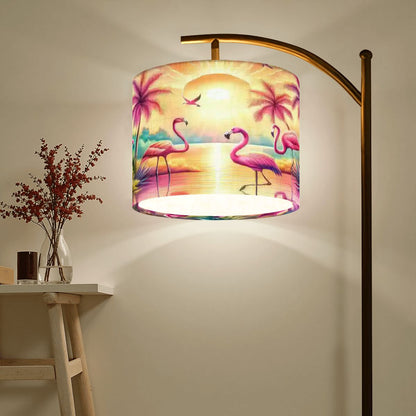 Kate McEnroe New York Retro Pink Flamingo Tropical Sunset Palm Beach Drum Lamp ShadeLamp Shadesuba7QA6E9Q