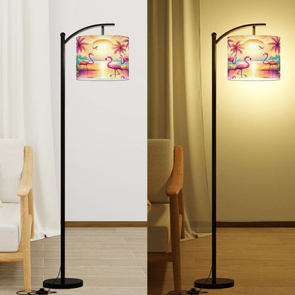 Kate McEnroe New York Retro Pink Flamingo Tropical Sunset Palm Beach Drum Lamp ShadeLamp Shadesuba7QA6E9Q