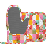 Kate McEnroe New York Retro Pink Yellow Atomic Starburst Geometric Oven Mitts and Pot Holders SetsOven Mitts & Pot Holder SetJ15et6hBpL