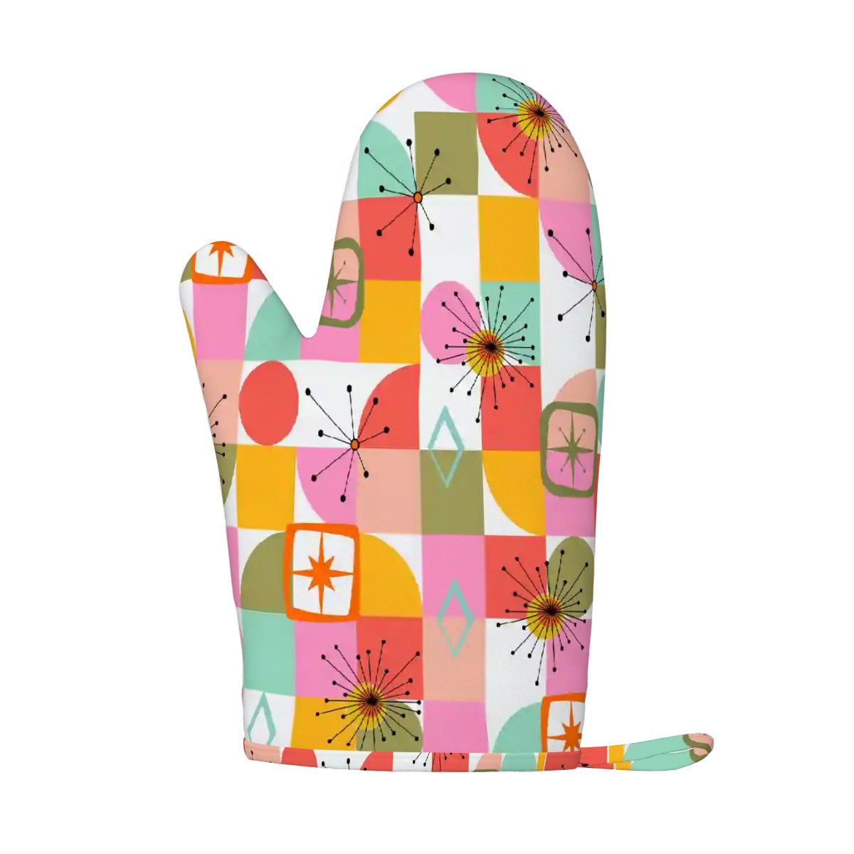 Kate McEnroe New York Retro Pink Yellow Atomic Starburst Geometric Oven Mitts and Pot Holders SetsOven Mitts &amp; Pot Holder SetJ15et6hBpL