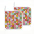 Kate McEnroe New York Retro Pink Yellow Groovy Atomic Starburst Quilted Pot Holder Setpot holdertfrmFzTGIp
