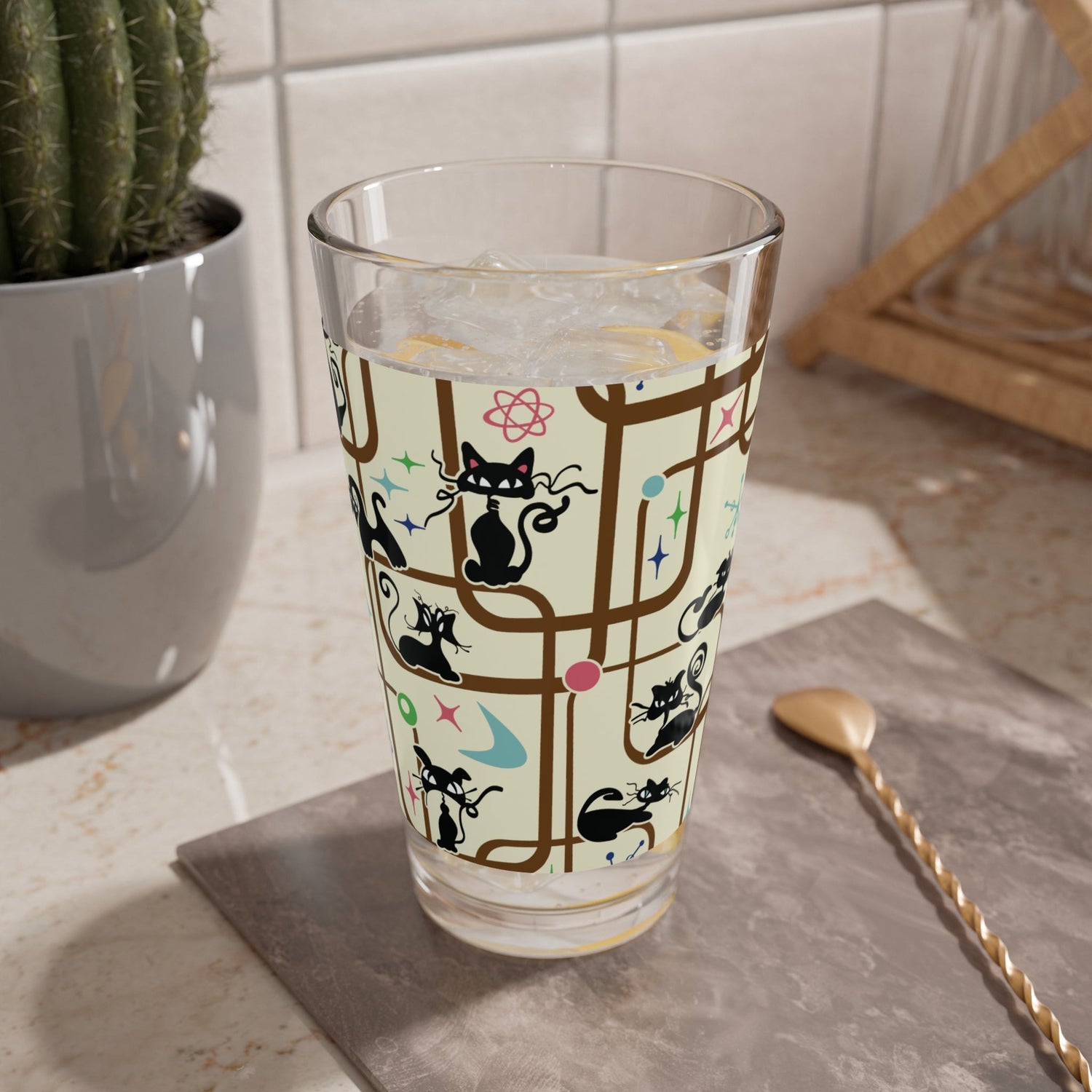 Kate McEnroe New York Retro Playful Atomic Cats Beer Cocktail Mixer Shaker Barware Pint GlassPint Glasses31456925910556127784