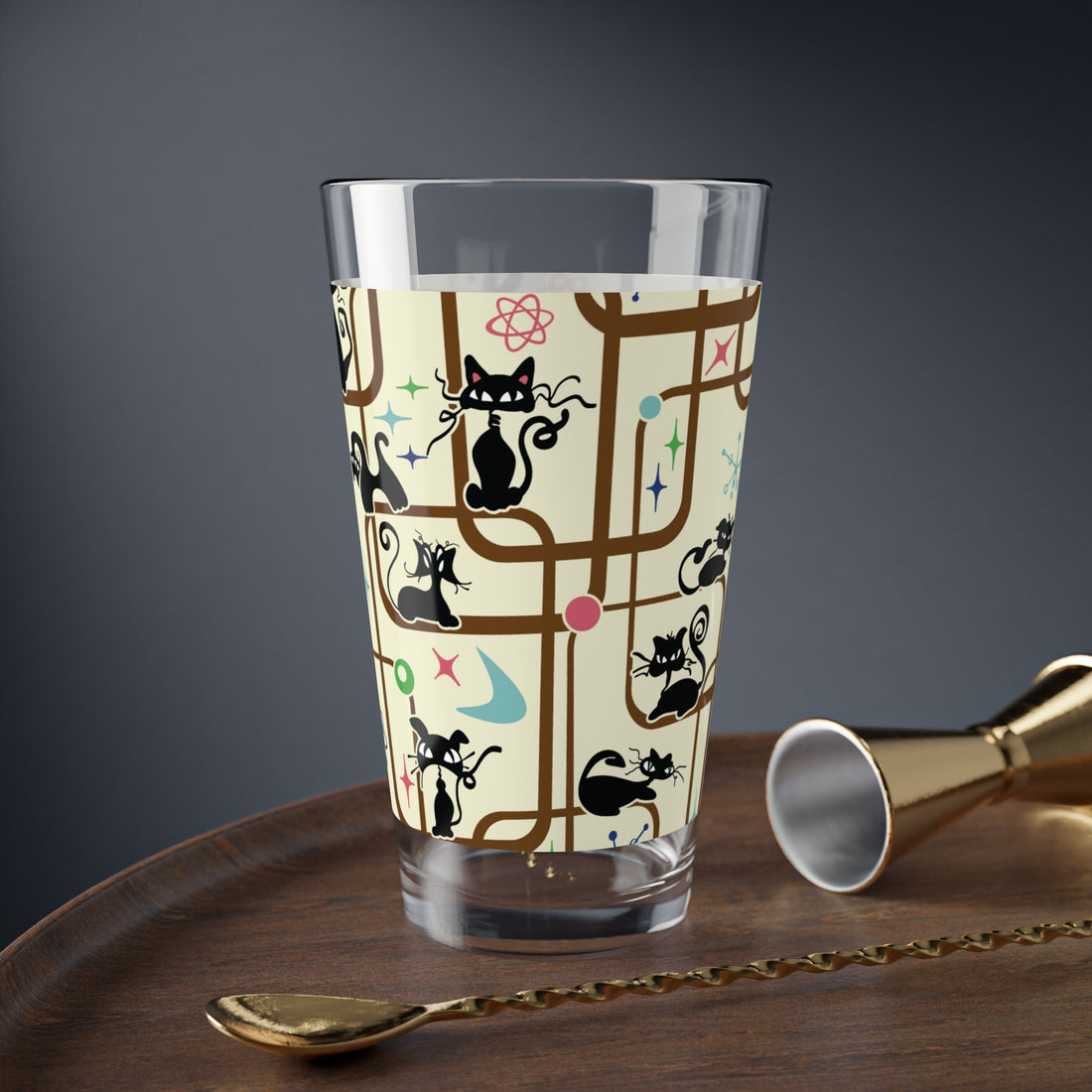 Kate McEnroe New York Retro Playful Atomic Cats Beer Cocktail Mixer Shaker Barware Pint GlassPint Glasses31456925910556127784
