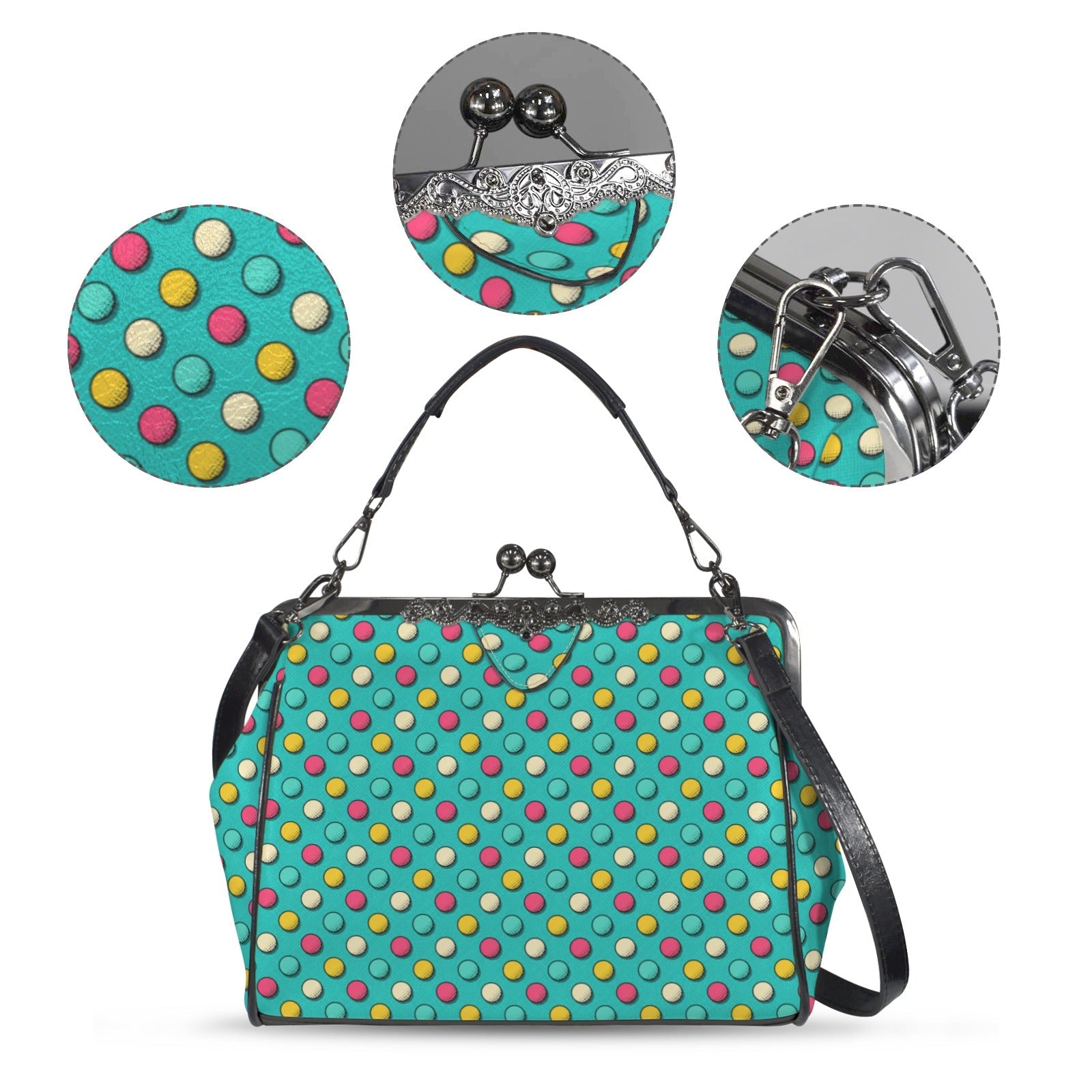 Kate McEnroe New York Retro Polka Dot Kisslock Purse, Vintage Frame Crossbody BagCrossbody BagsD3340010