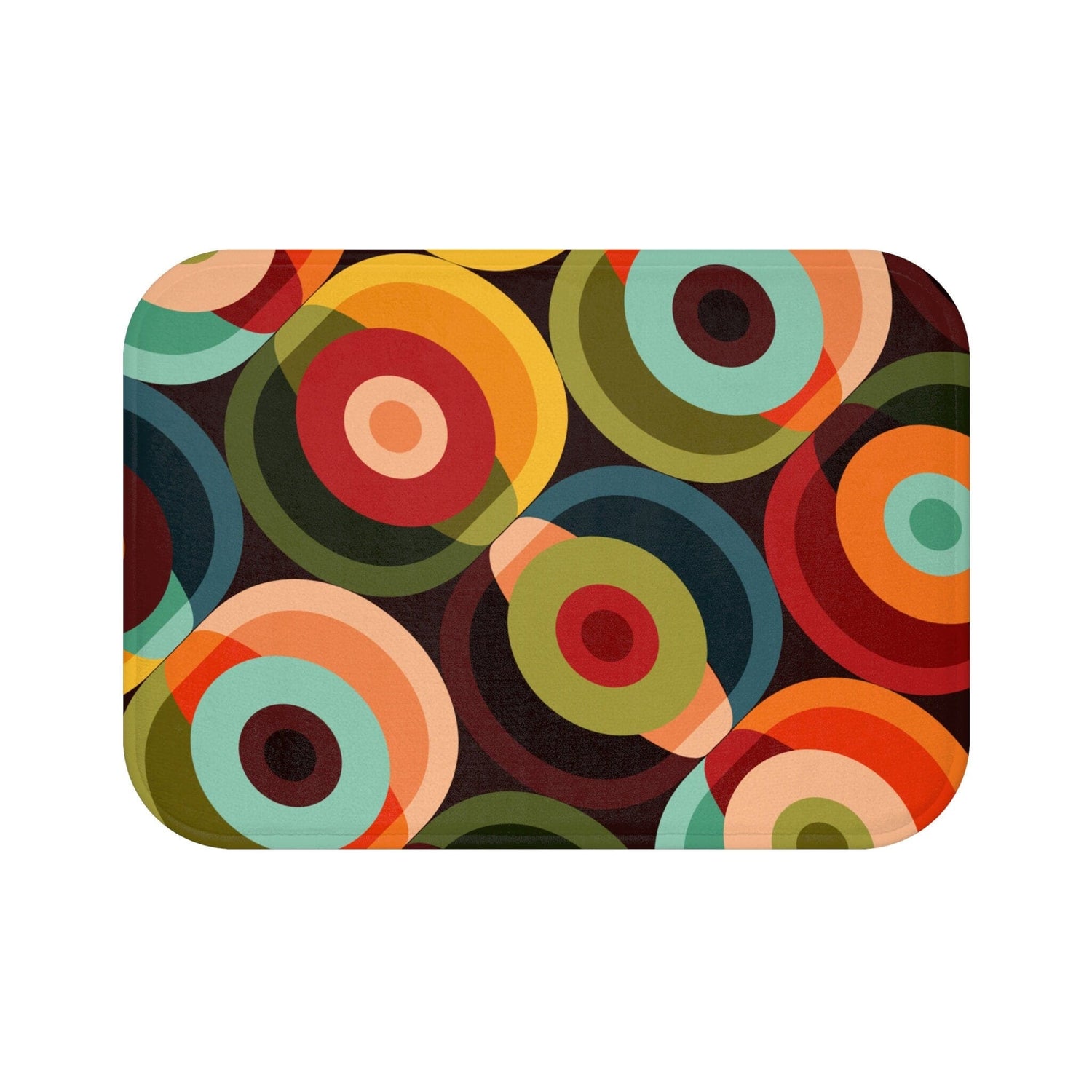 Kate McEnroe New York Retro Psychedelic Geometric Circle Orb Abstract Bathroom Rug, 70s Mid Century Modern Bath Mat - 13369123Bath Mats18472568601990412106