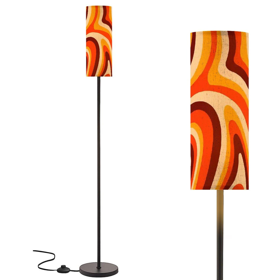 Kate McEnroe New York Retro Psychedelic Tall Floor Lamp, 70s Groovy Orange Brown Mod LightingFloor LampsGl97vm0ock