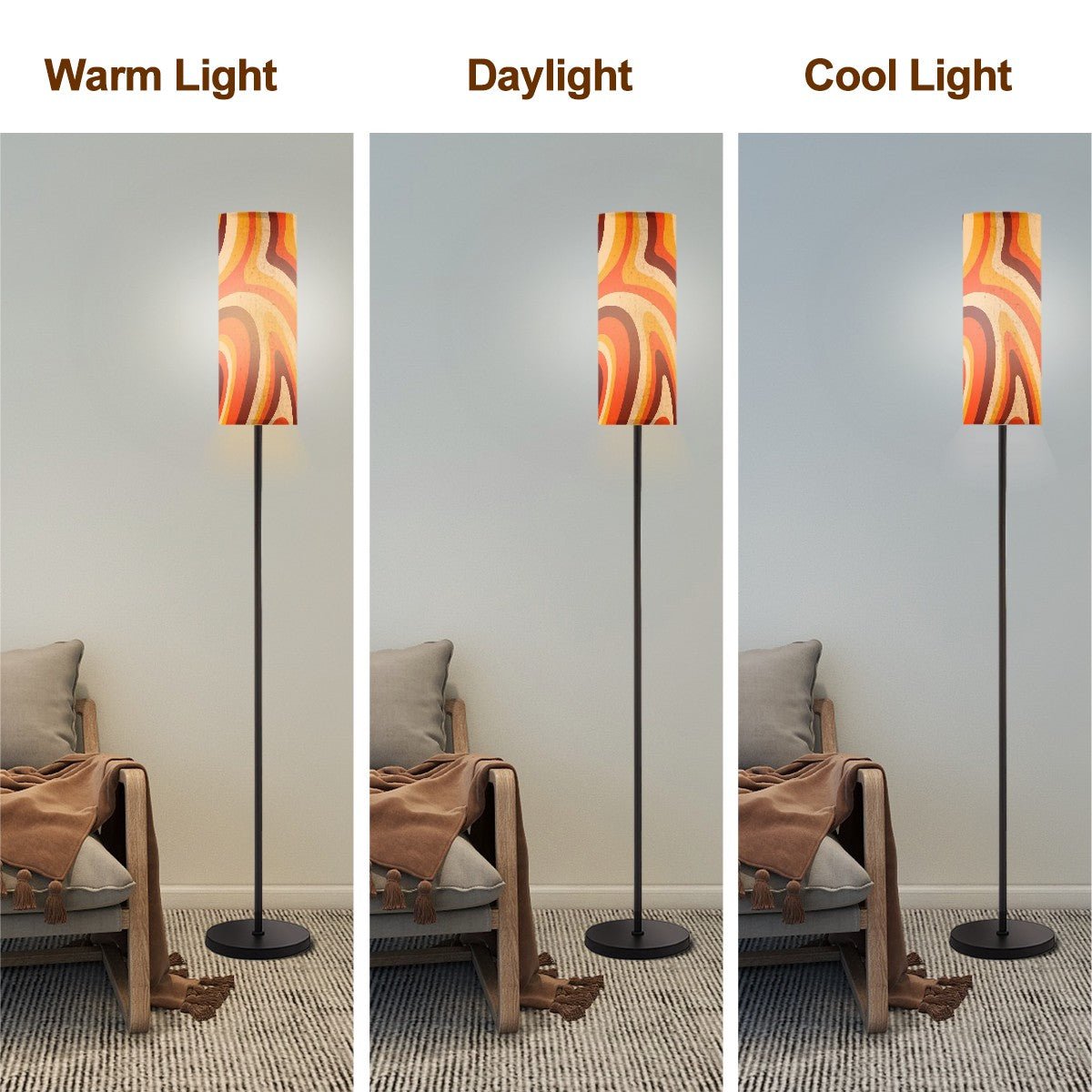 Kate McEnroe New York Retro Psychedelic Tall Floor Lamp, 70s Groovy Orange Brown Mod LightingFloor LampsGl97vm0ock