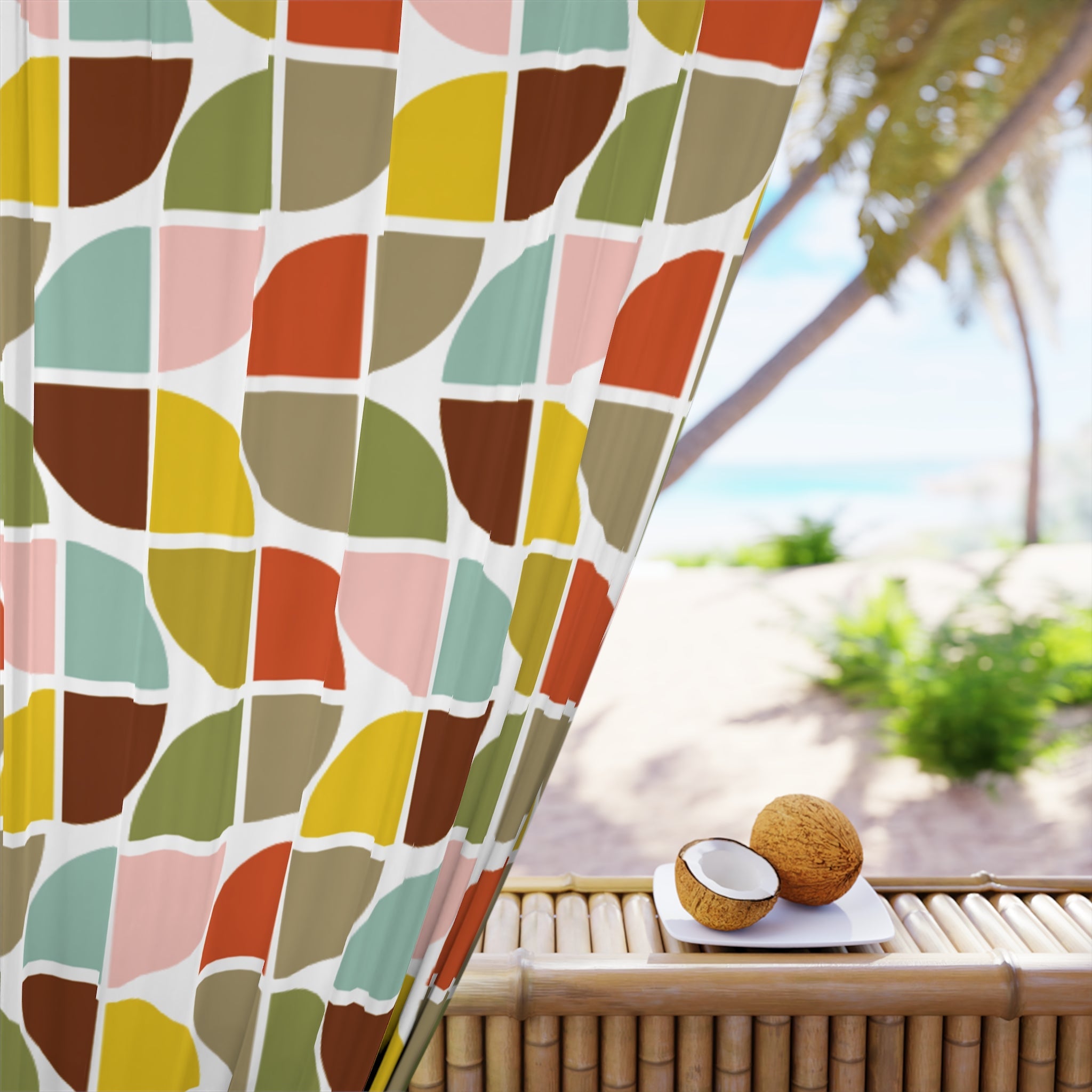 Kate McEnroe New York Retro Quarter Tile 70s Earth Tones Geometric Blackout CurtainWindow Curtains71102768490877666219