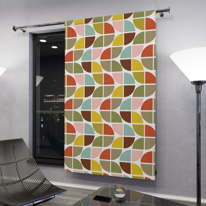 Kate McEnroe New York Retro Quarter Tile 70s Earth Tones Geometric Blackout CurtainWindow Curtains71102768490877666219