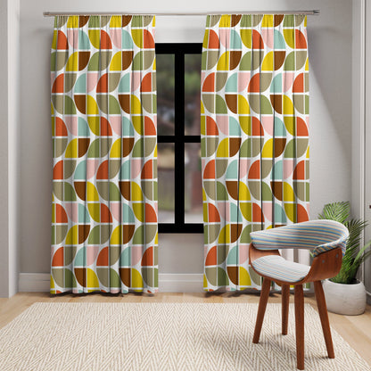 Kate McEnroe New York Retro Quarter Tile 70s Earth Tones Geometric Blackout CurtainWindow Curtains71102768490877666219