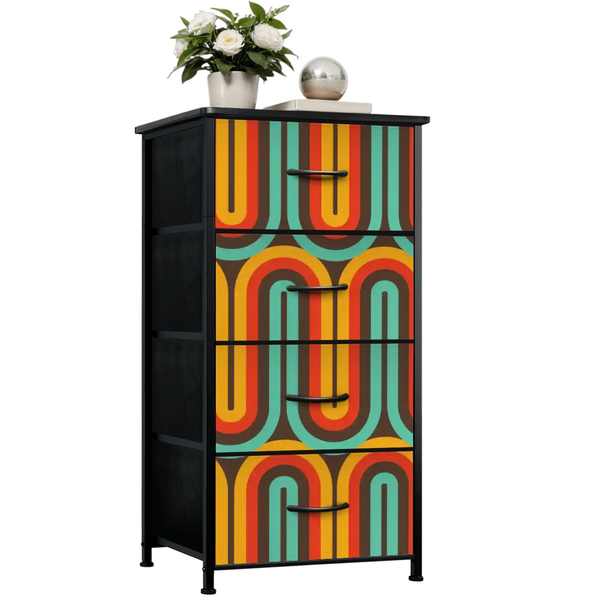 Kate McEnroe New York Retro Rainbow Arch Stripe Retro Hippie Boho 4 Drawer DresserDressersMqFSJP8r8g