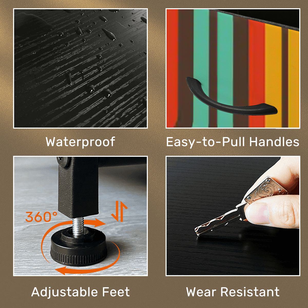 Kate McEnroe New York Retro Rainbow Arch Stripe Retro Hippie Boho 4 Drawer DresserDressersMqFSJP8r8g