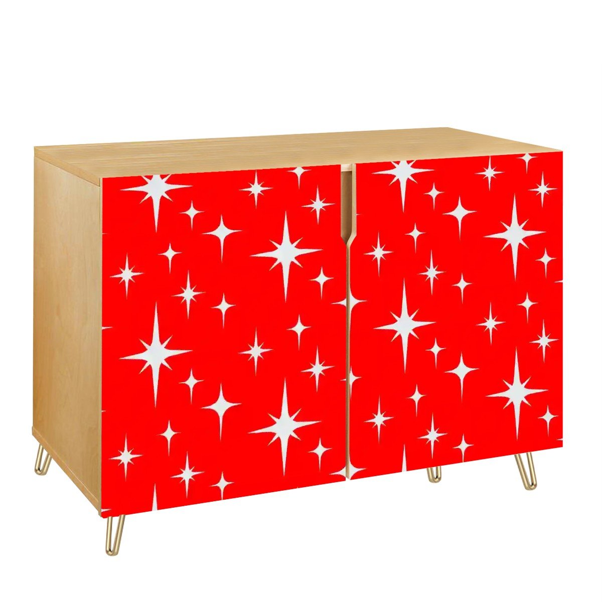 Kate McEnroe New York Retro Red Starburst Credenza, 50s Mid Century Modern Storage Cabinet, Vintage MCM Space Age SideboardStorage Cabinetsr1L6e9dgqF