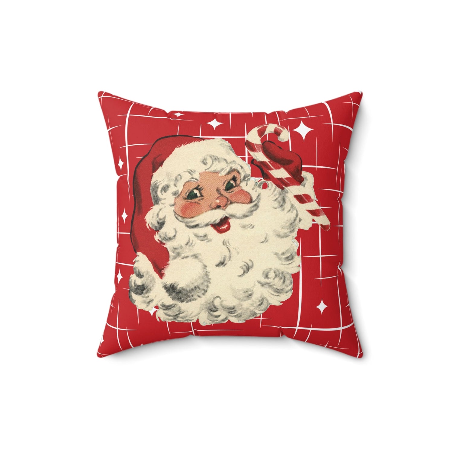 Kate McEnroe New York Retro Santa Christmas Throw Pillow, Mid Century Modern Starburst CushionHome Decor11853479113878608397
