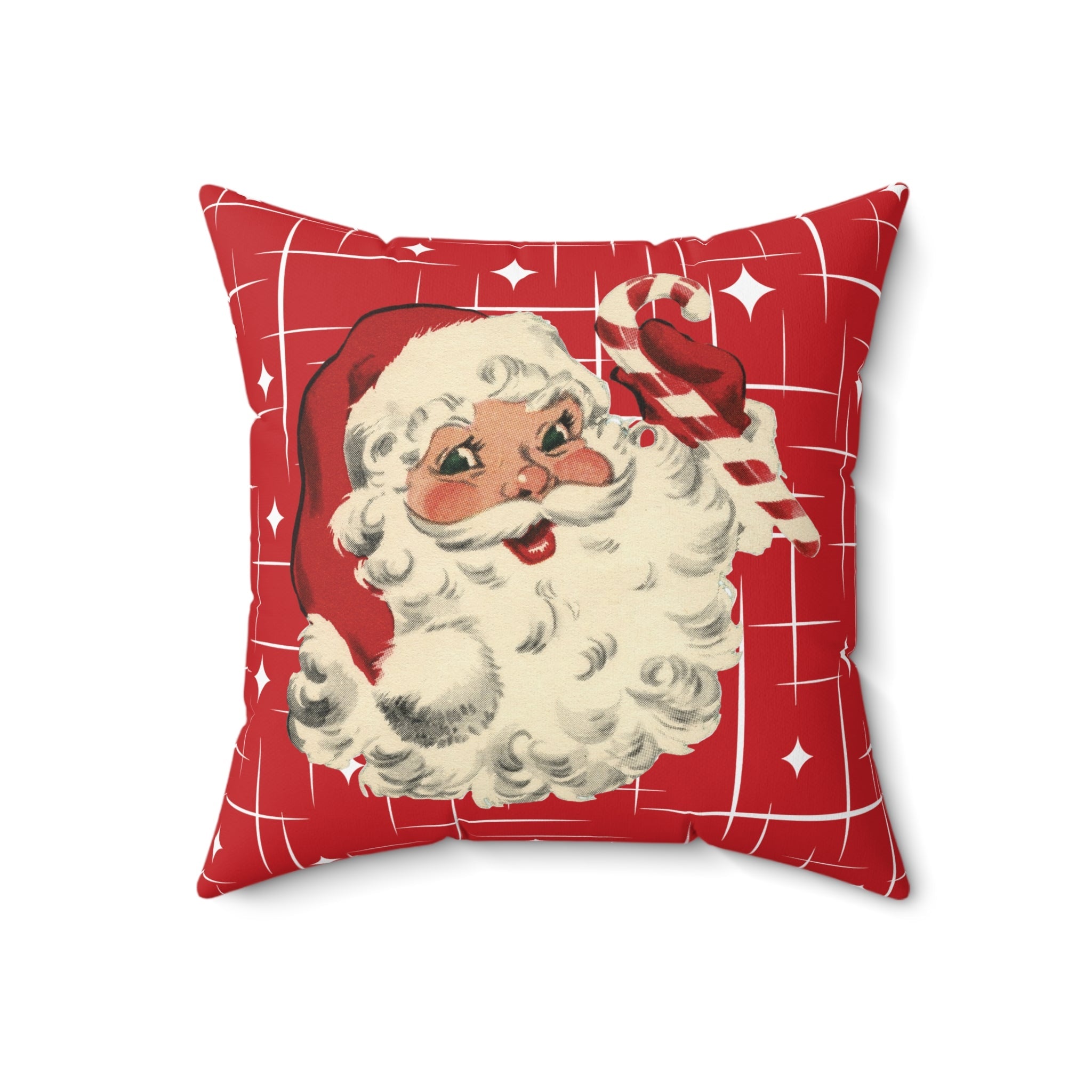 Kate McEnroe New York Retro Santa Christmas Throw Pillow, Mid Century Modern Starburst CushionHome Decor18204109328829086152