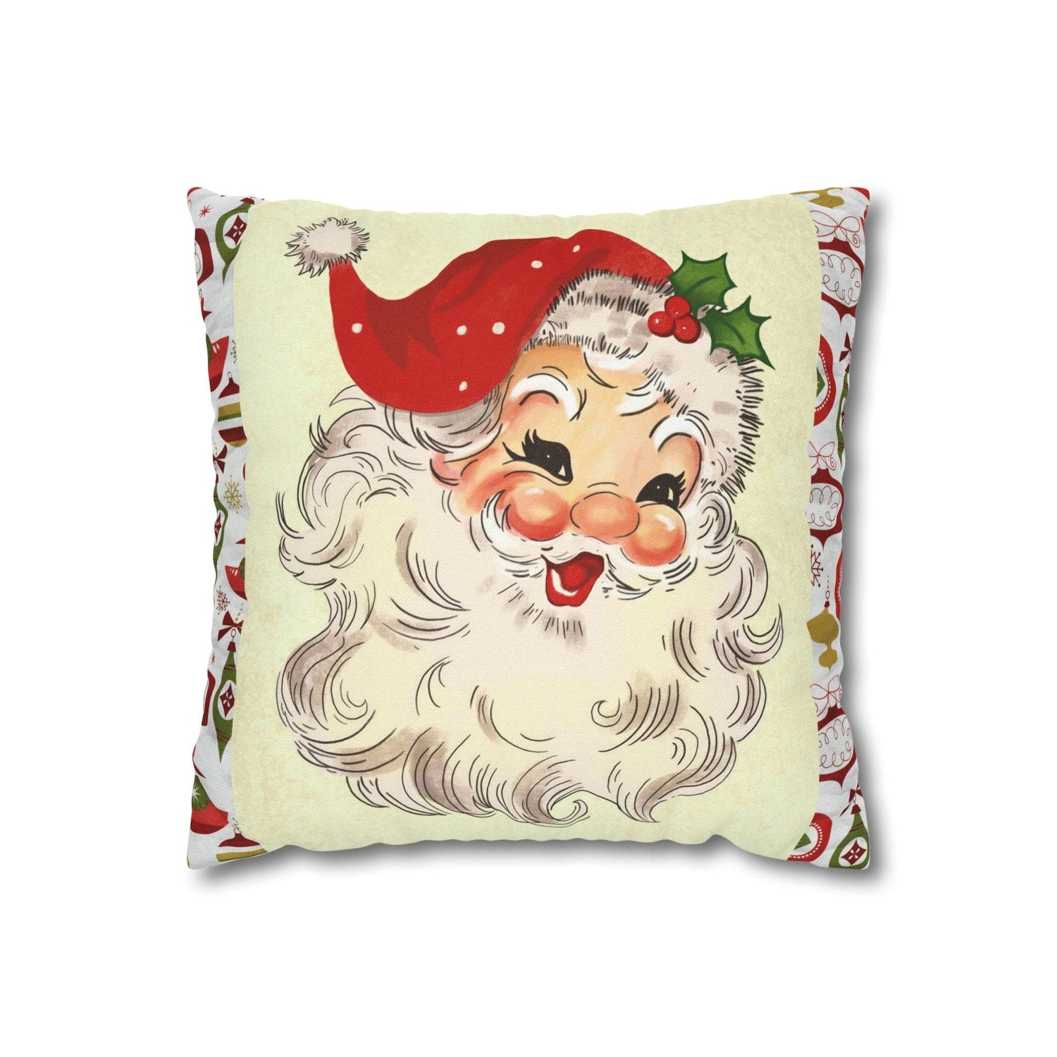 Kate McEnroe New York Retro Santa Pillow Cover, Mid Century Modern Christmas Ornaments Cushion Covers, MCM Pillow Case, Santa Holiday Decor Throw Pillow Covers
