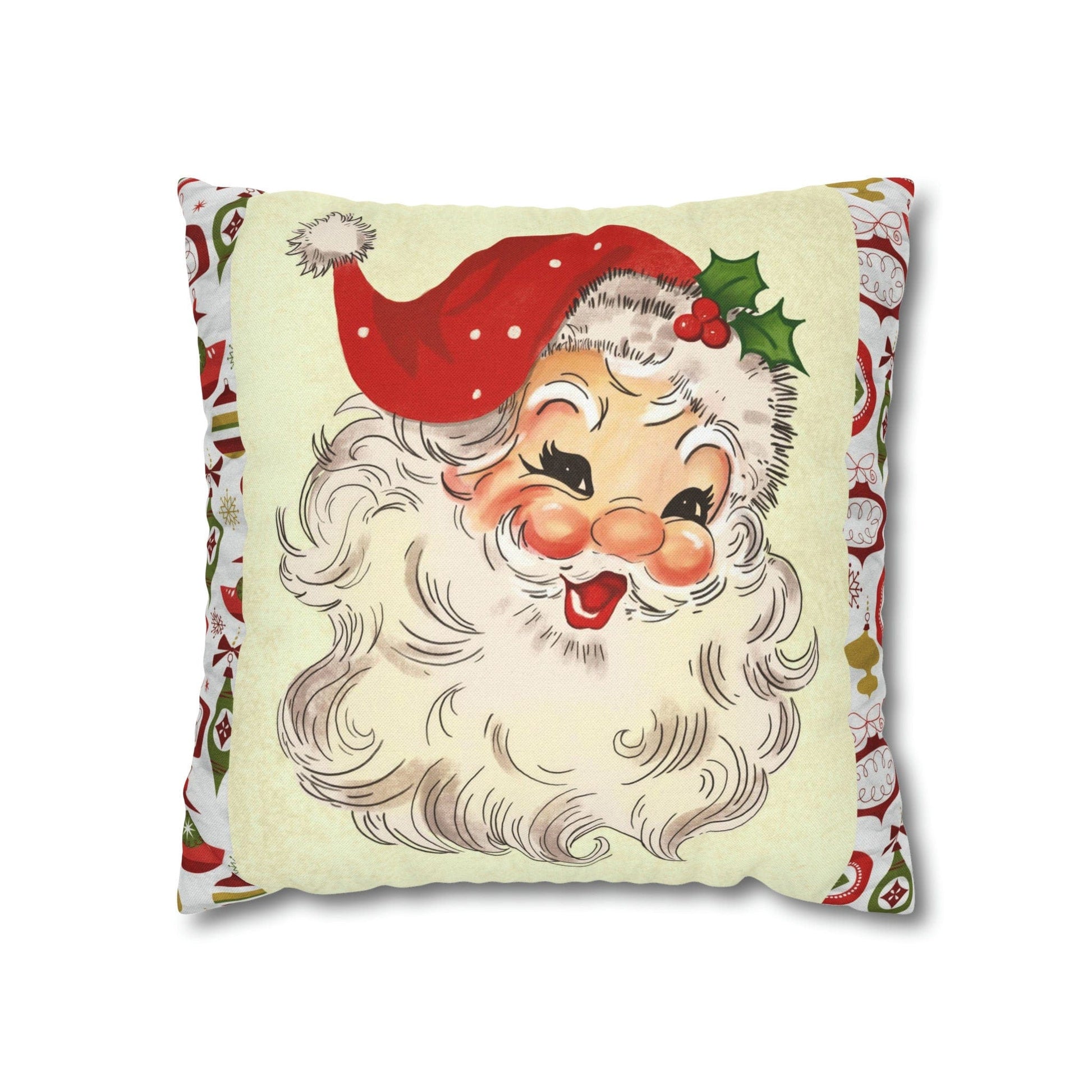 Kate McEnroe New York Retro Santa Pillow Cover, Mid Century Modern Christmas Ornaments Cushion Covers, MCM Pillow Case, Santa Holiday Decor Throw Pillow Covers