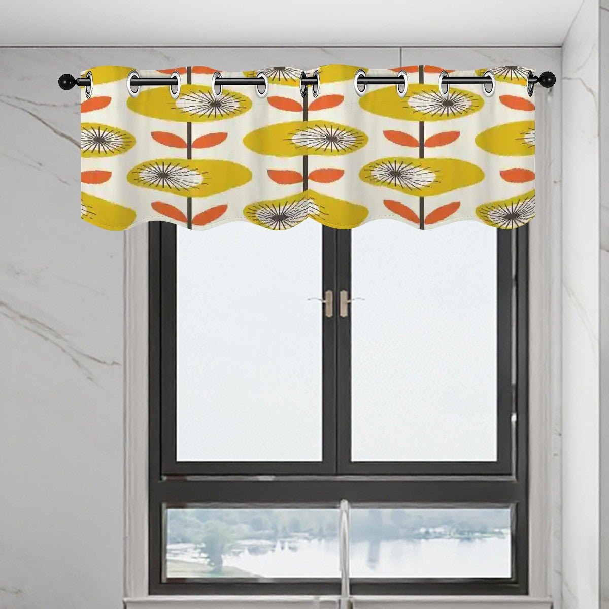 Kate McEnroe New York Retro Scandinavian Danish Modern Window Valance, Mid Century Modern Atomic Era Accent CurtainValancesx0LqpFlzGk