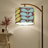 Kate McEnroe New York Retro Scandinavian Floral Arc Floor Lamp, Mid Century Modern Yellow Blue Leaf Accent LightFloor LampsDALiToYzgG