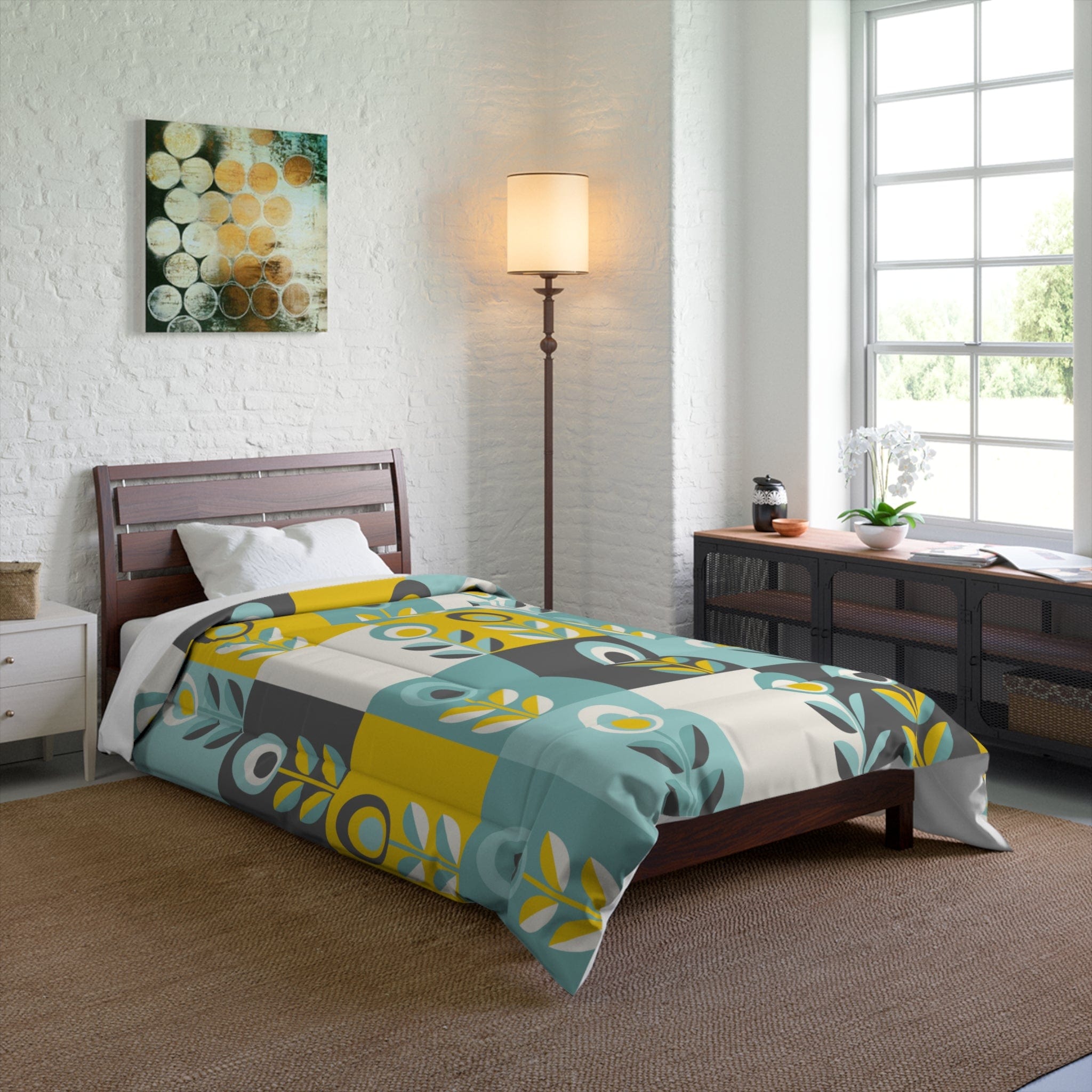 Kate McEnroe New York Retro Scandinavian Floral Comforter Comforters 68&quot; × 88&quot; 21096494553036479635