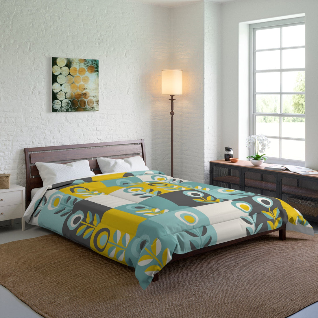 Kate McEnroe New York Retro Scandinavian Floral Comforter Comforters 88&quot; × 88&quot; 21397148357490891848
