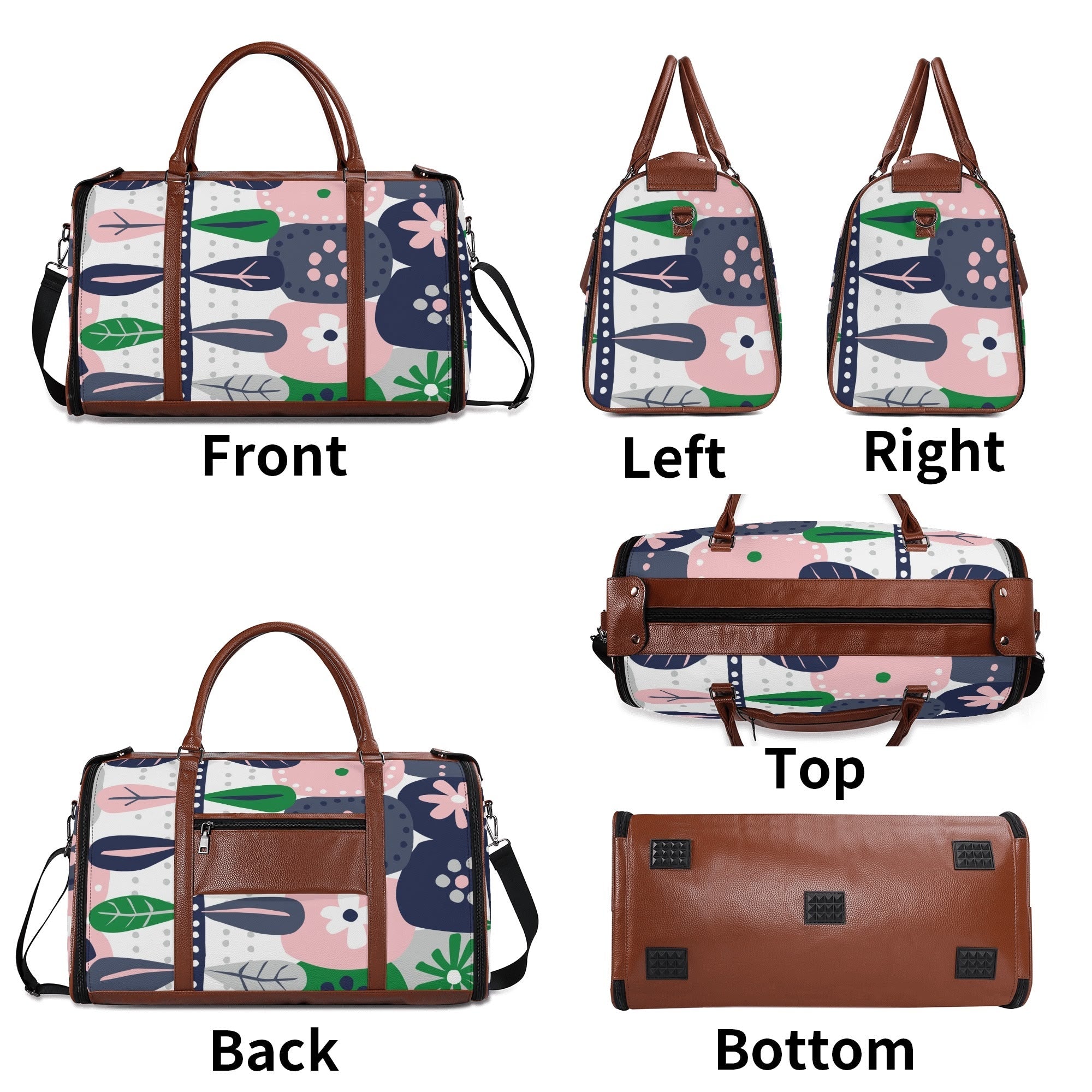 Kate McEnroe New York Retro Scandinavian Floral Duffel Bag, Mid Century Modern Foldable Weekender, Mod Carry - OnDuffel BagsNKQKK08N - 1