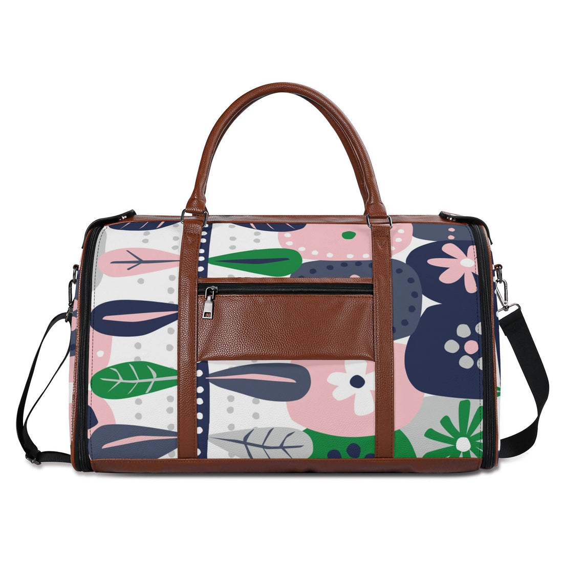 Kate McEnroe New York Retro Scandinavian Floral Duffel Bag, Mid Century Modern Foldable Weekender, Mod Carry - OnDuffel BagsNKQKK08N - 1