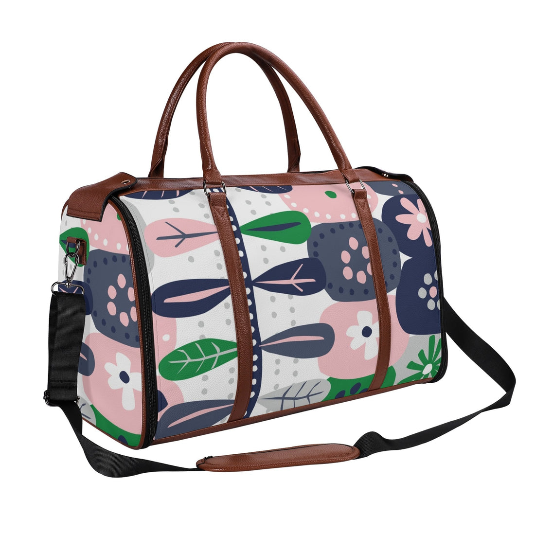 Kate McEnroe New York Retro Scandinavian Floral Duffel Bag, Mid Century Modern Foldable Weekender, Mod Carry - OnDuffel BagsNKQKK08N - 1