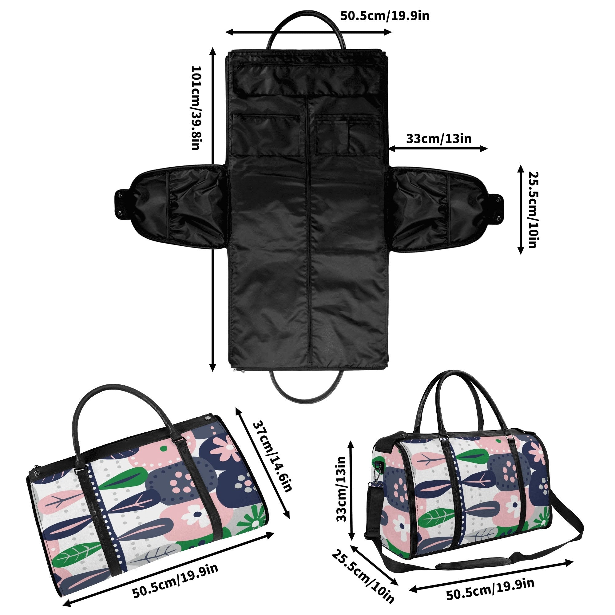 Kate McEnroe New York Retro Scandinavian Floral Duffel Bag, Mid Century Modern Foldable Weekender, Mod Carry - OnDuffel BagsNKQKK08N - 2