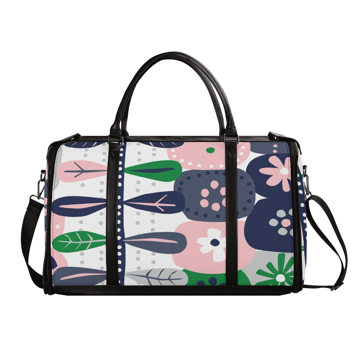 Kate McEnroe New York Retro Scandinavian Floral Duffel Bag, Mid Century Modern Foldable Weekender, Mod Carry - OnDuffel BagsNKQKK08N - 2