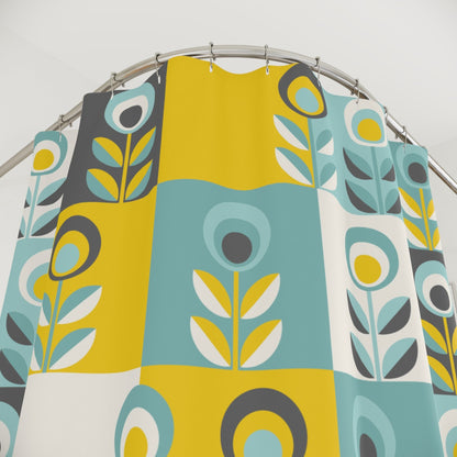 Kate McEnroe New York Retro Scandinavian Geometric Abstract Floral Shower CurtainShower CurtainsS40 - RET - SCAN - 7X9