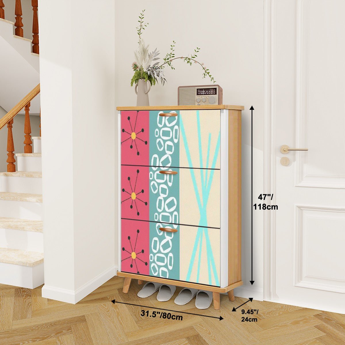 Kate McEnroe New York Retro Sputnik Starburst Shoe Cabinet, Mid Century Modern Storage Tower, Mod Atomic MCM Entryway OrganizerShoe StorageC9Gyqi1fHS