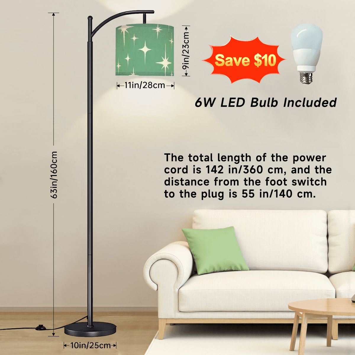 Kate McEnroe New York Retro Starburst Arc Floor Lamp, Mid Century Modern Atomic Lighting AccentArc Floor Lampsrv5hbtilv0