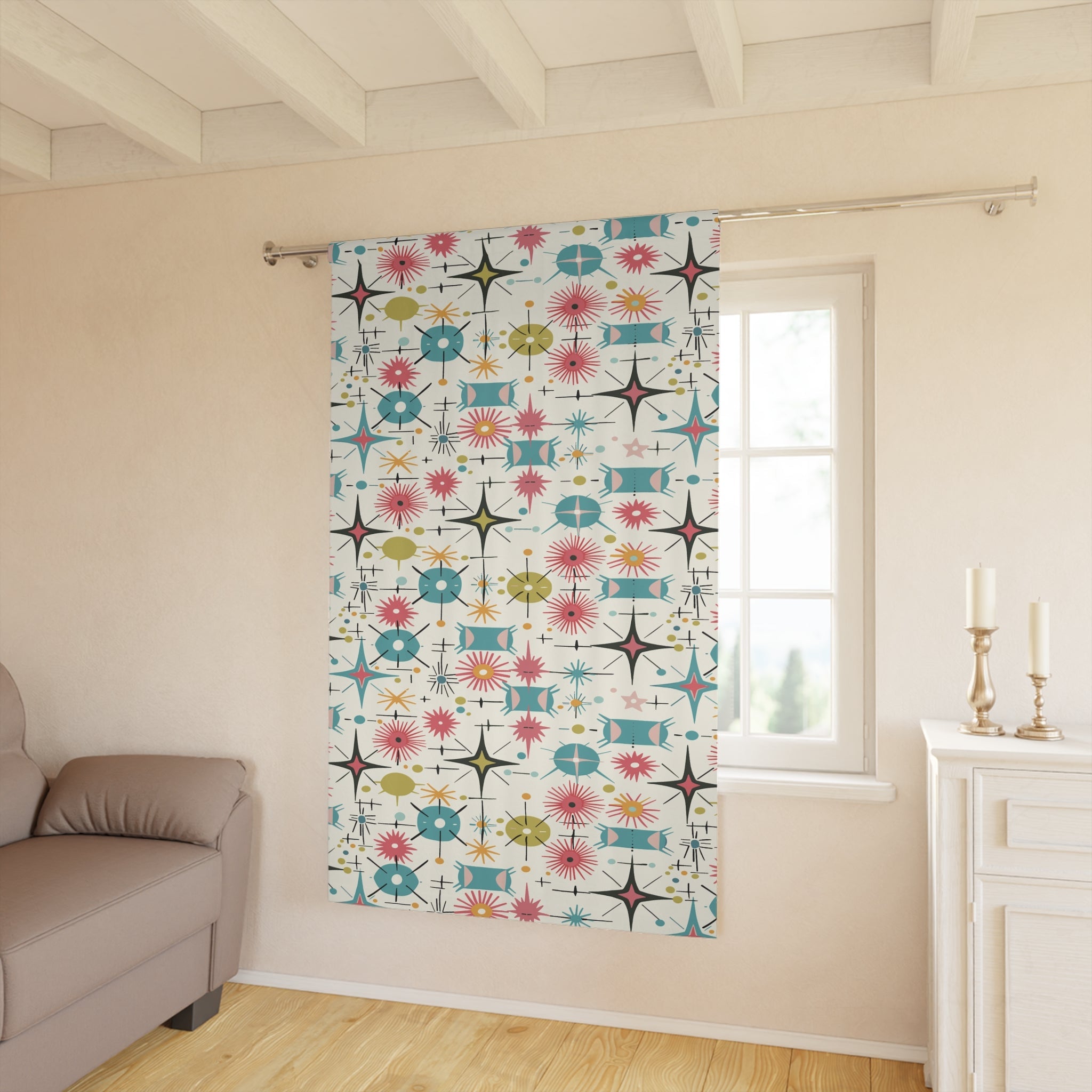 Kate McEnroe New York Retro Starburst Diamond 1950s Googie Window CurtainsWindow Curtains96378627601125676057