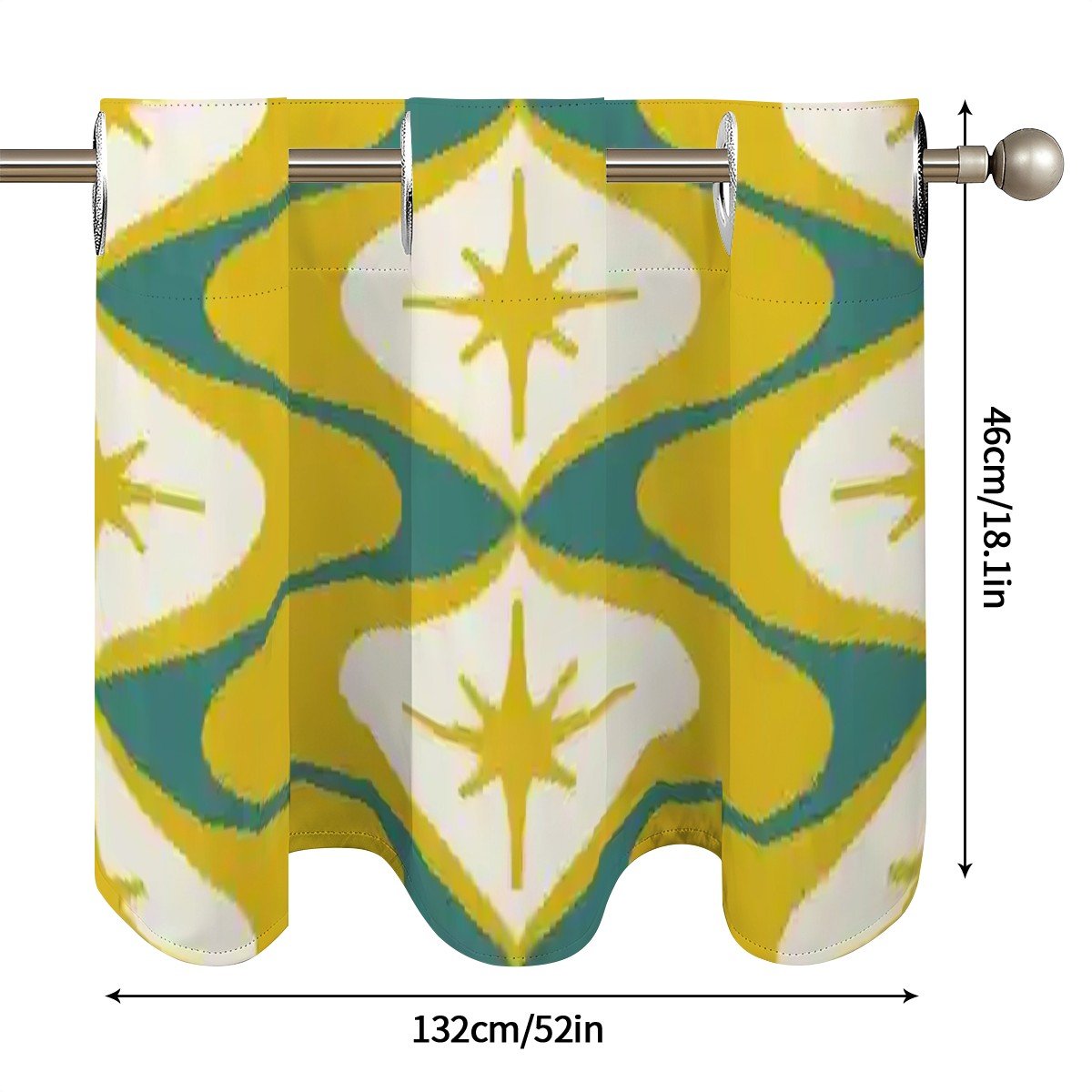 Kate McEnroe New York Retro Starburst Kitchen Valance, Mid Century Modern Geometric Curtain TopperValanceskDXuDMGmPA