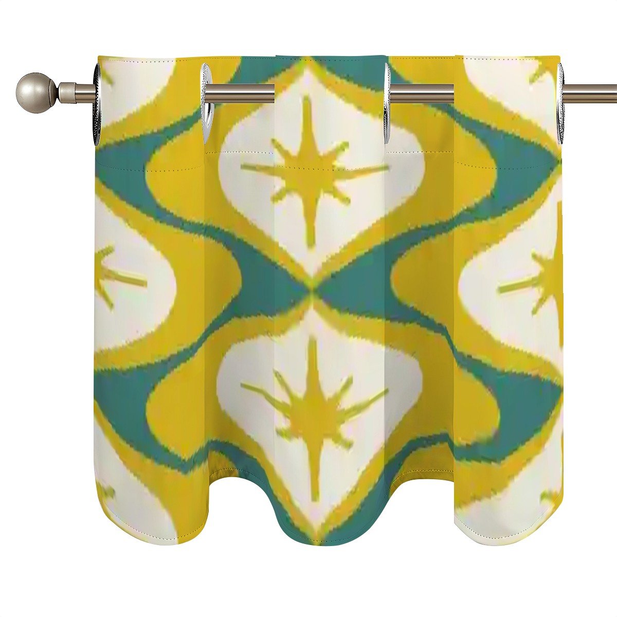 Kate McEnroe New York Retro Starburst Kitchen Valance, Mid Century Modern Geometric Curtain TopperValanceskDXuDMGmPA