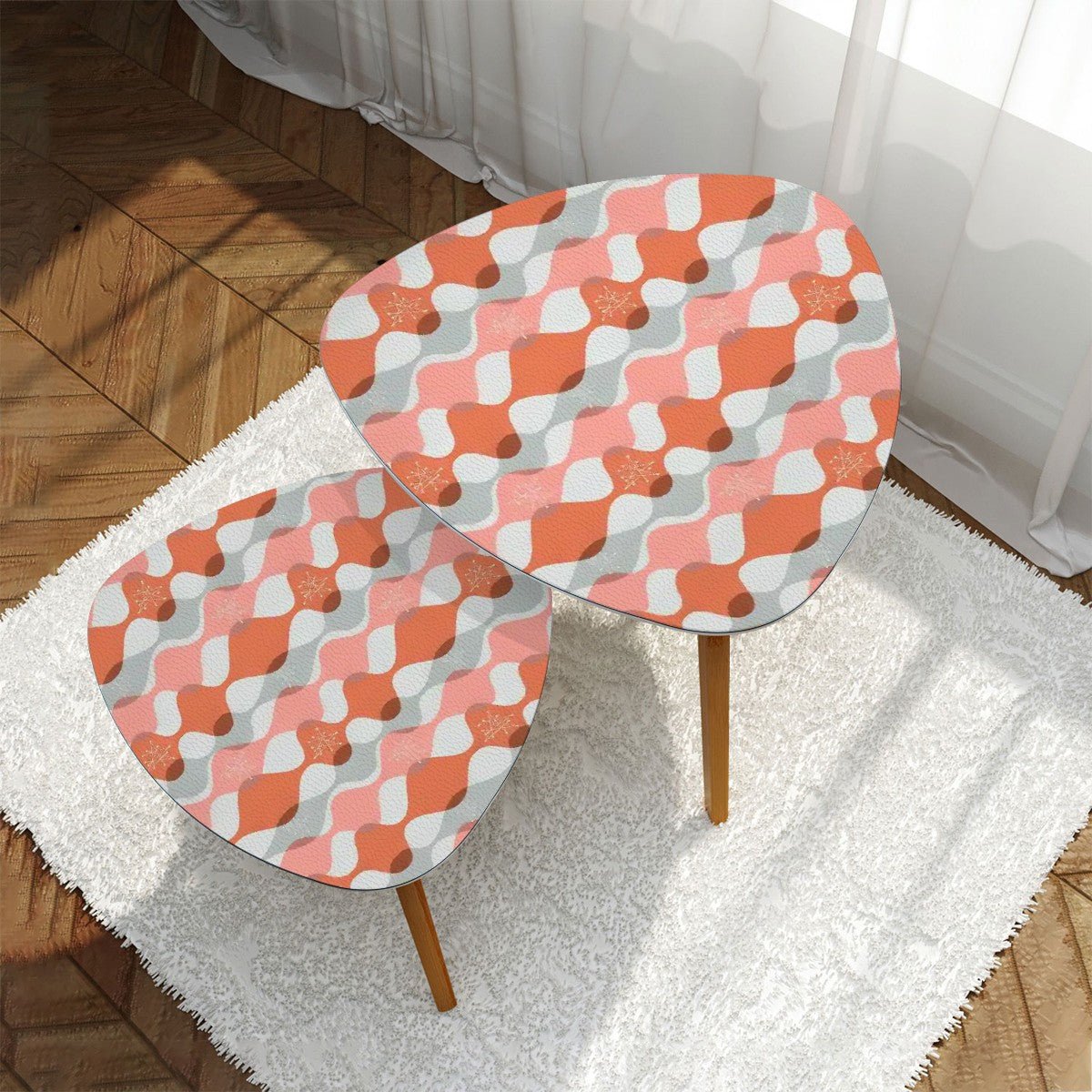 Kate McEnroe New York Retro Starburst Nesting Tables, Mid Century Modern 50s Geometric Abstract Coffee Table SetNesting Tablesl3FgBTqdll