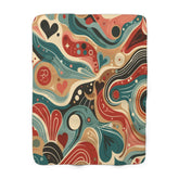 Kate McEnroe New York Retro Swirls Sherpa Fleece Blanket, Mid Century Modern Wavy Throw, Vibrant Abstract Design BlanketBlankets76856655835796361381