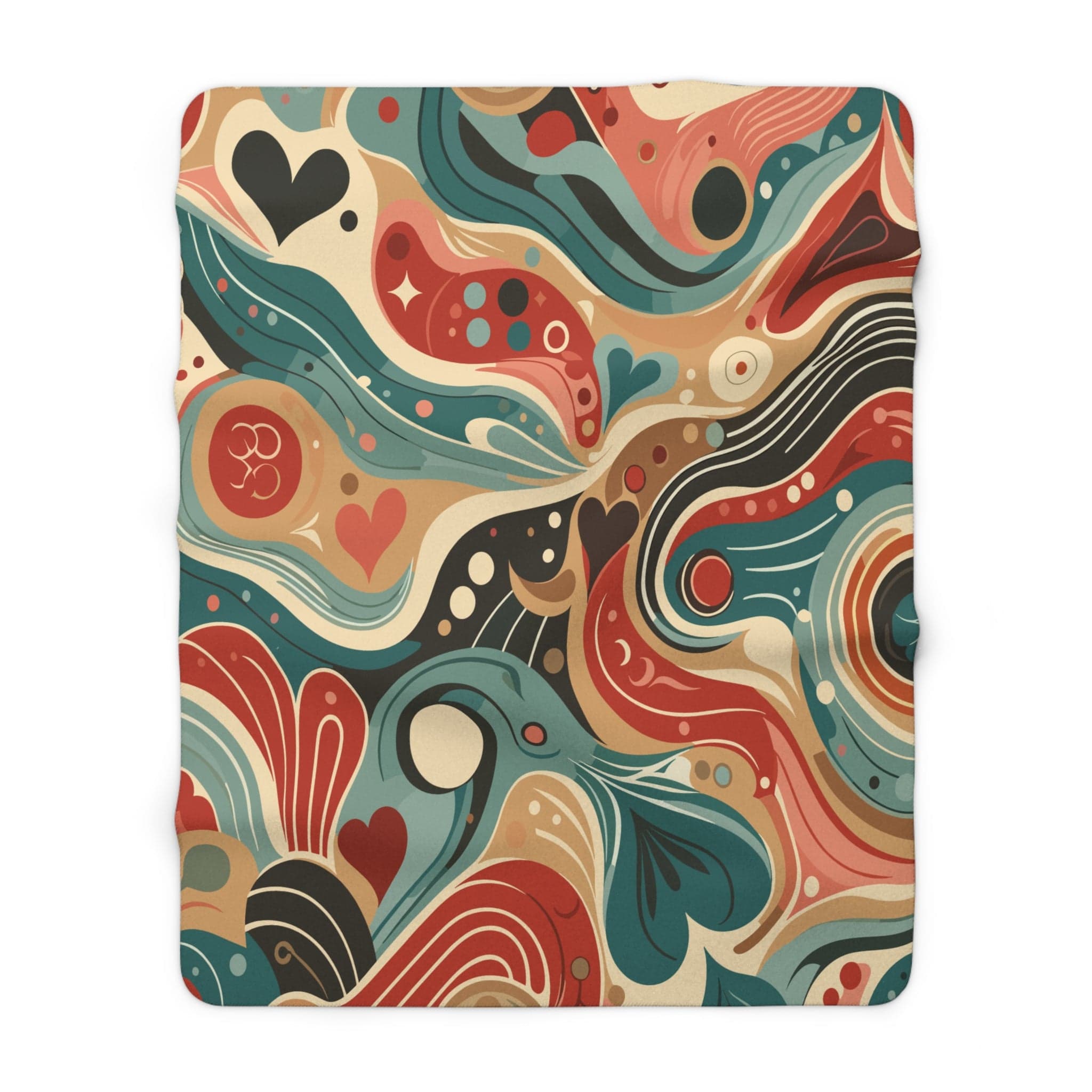 Kate McEnroe New York Retro Swirls Sherpa Fleece Blanket, Mid Century Modern Wavy Throw, Vibrant Abstract Design BlanketBlankets76856655835796361381