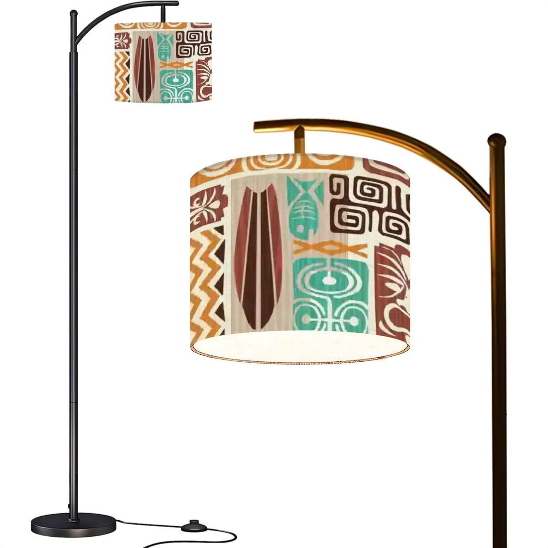 Kate McEnroe New York Retro Tiki Arc Floor Lamp, Mid Century Modern Brown Teal Tropical LightingFloor LampsmObZItCCje