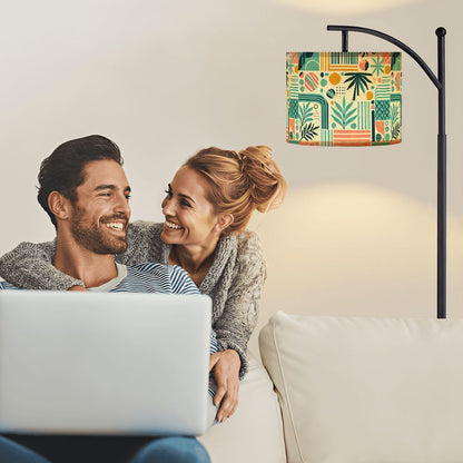 Kate McEnroe New York Retro Tiki Tropical Abstract Mid Century Modern Teal Coral Arc Floor LampArc Floor LampsmQH9yXolEo