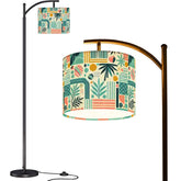 Kate McEnroe New York Retro Tiki Tropical Abstract Mid Century Modern Teal Coral Arc Floor LampArc Floor LampsmQH9yXolEo