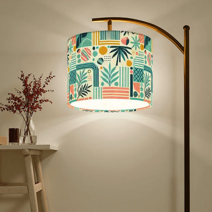 Kate McEnroe New York Retro Tiki Tropical Abstract Mid Century Modern Teal Coral Arc Floor LampArc Floor LampsmQH9yXolEo