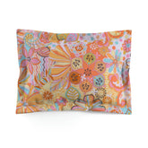 Kate McEnroe New York Retro Trippy Flower Power Pillow Sham, 70s Mid Mod Hippie Chic Floral Bedroom Decor with Groovy Orange, Yellow, and Blue PalettePillow Shams10510698804648143450