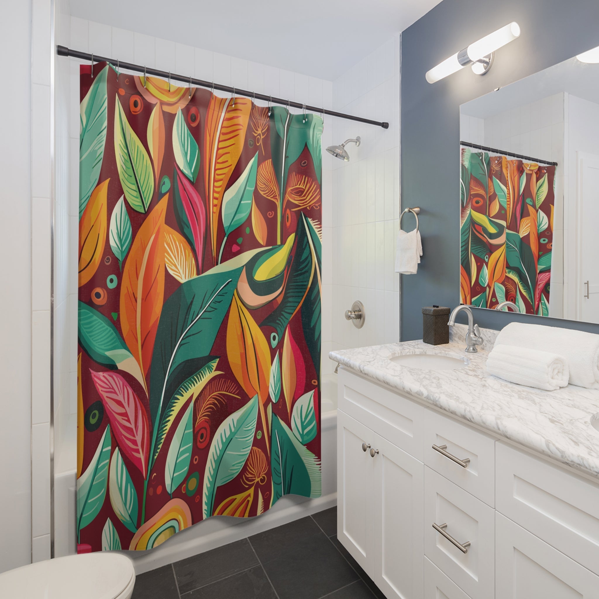 Kate McEnroe New York Retro Tropical Botanical Mid Century Bohemian Shower CurtainShower Curtains61196706304015001437