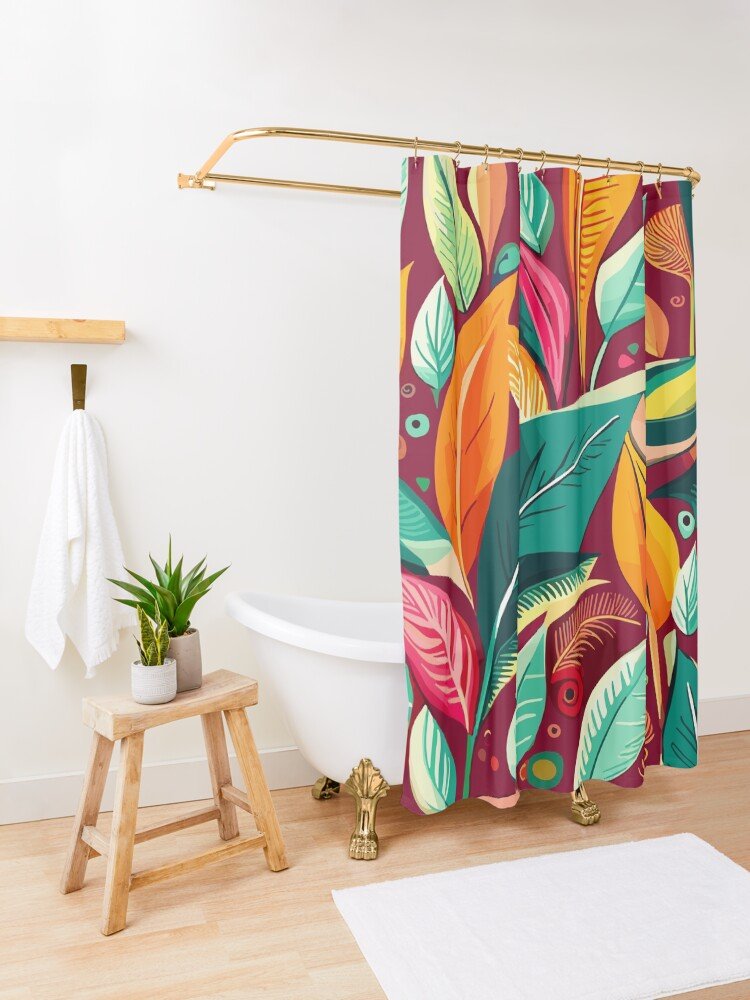 Kate McEnroe New York Retro Tropical Botanical Mid Century Bohemian Shower CurtainShower Curtains61196706304015001437